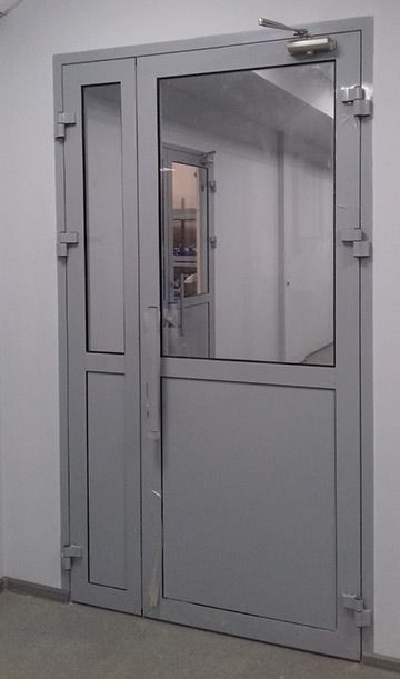 Двери алюминиевые двустворчатые 48 серия